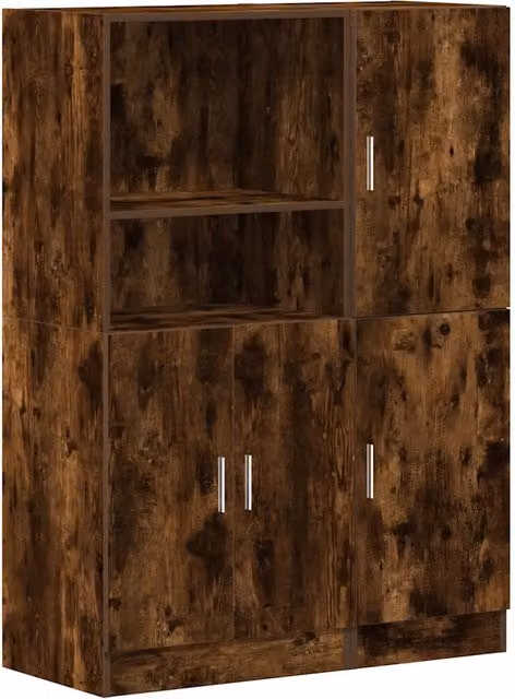 Set di Armadio pensile | Mobili da Cucina 2 pz Rovere Fumo in Truciolato