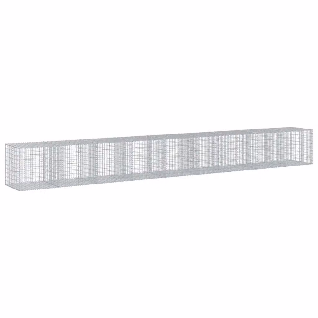vidaXL Cesto Gabbione con Copertura in Ferro Zincato Argento L/P/H: 900 x 100 x 100 cm – 2