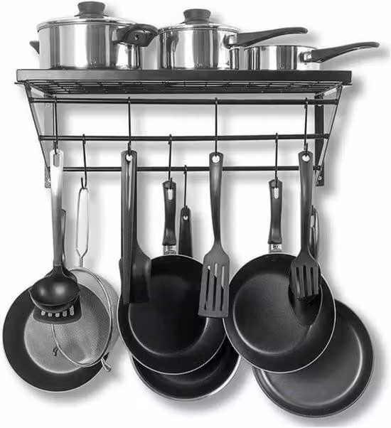 Mensola da parete con 10 ganci - Organizzazione della cucina