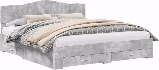 Letto matrimoniale | Letto per adulti | Struttura del letto con testiera Grigio cemento 180 x 200 cm