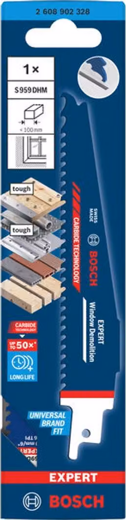 Bosch 1x Lama per finestre EXPERT S959DHM (per legno con metallo, acciaio, lunghezza 150 mm, accessorio per seghetto alternativo professionale)