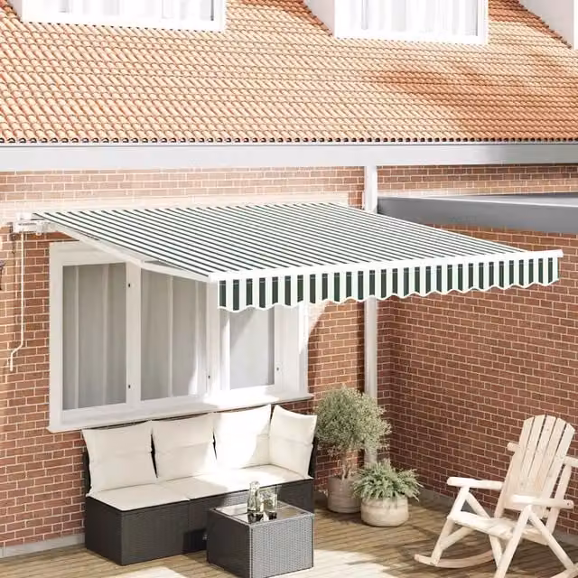 Tenda retrattile Verde e Bianco 350 x 250 cm 3330467