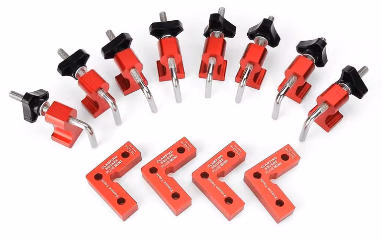Morsetto angolare da 160 mm per la lavorazione del legno - Guida di posizionamento ad angolo retto - Lega di alluminio - Angolo di battuta di 90° - Utensile da falegname - Con custodia