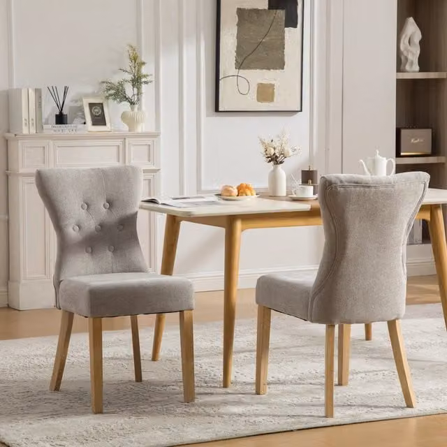 Set di 2 sedie da pranzo Singularty moderne con gambe in legno e seduta imbottita in tessuto grigio