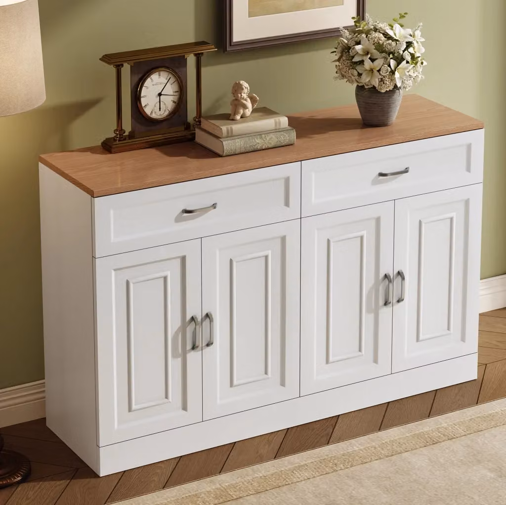 Sideboard moderno MODFU bianco opaco con 4 ante e 2 cassetti soft close L: 120 cm, P: 35 cm, H: 80,5 cm – 2