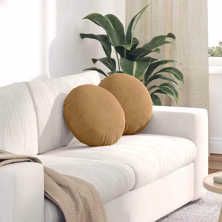 Set di 2 cuscini per seduta rotondi vidaXL in velluto marrone Ø 40 cm x H 13 cm