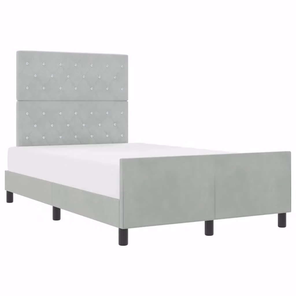 Letto a molle con testiera vidaXL in velluto grigio, L/P/H: 200 x 120 x 280 cm – 2