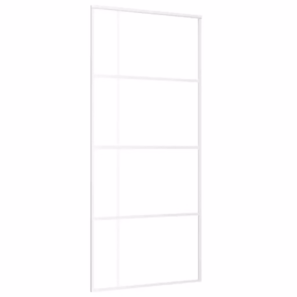 Porta Scorrevole Moderna vidaXL in Vetro Trasparente e Alluminio Bianco L: 90 cm, H: 205 cm – 2