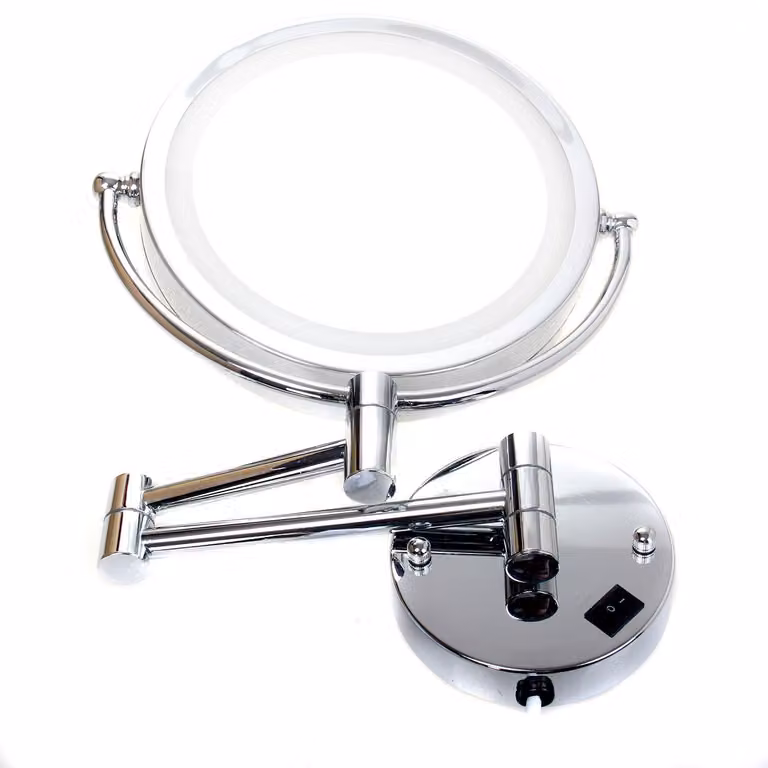 Specchio a LED da parete, 20 cm, ingrandimento 7x, montaggio a parete, colore argento