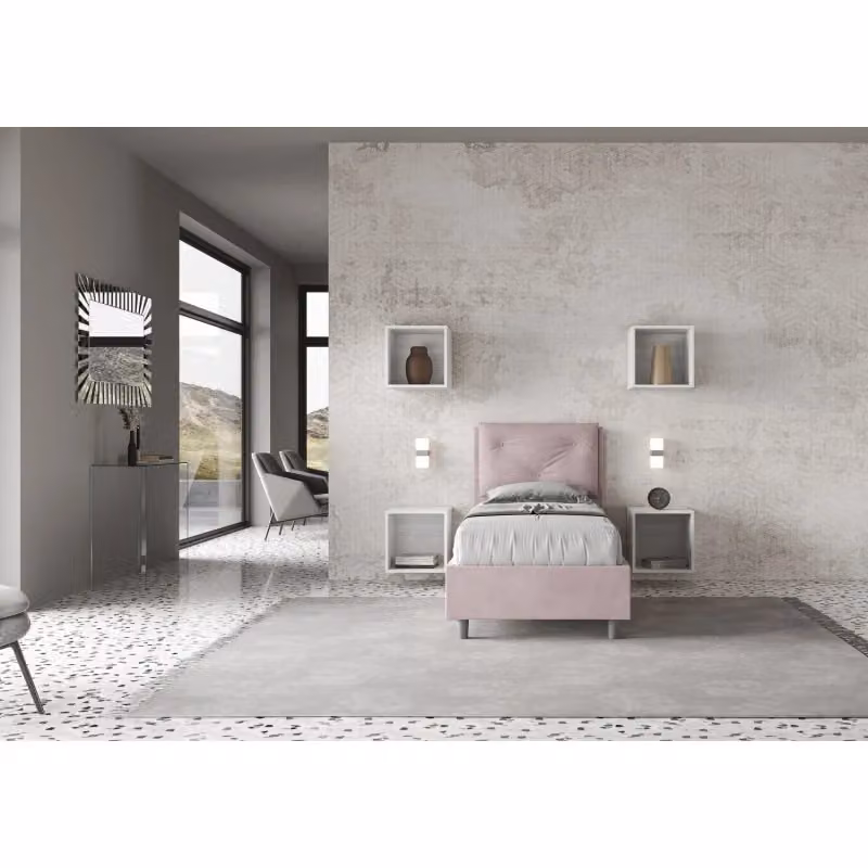 Letto singolo imbottito Appia Ityhome in microfibra con rete, L/P/H: 80 x 210 x 110 cm – 2