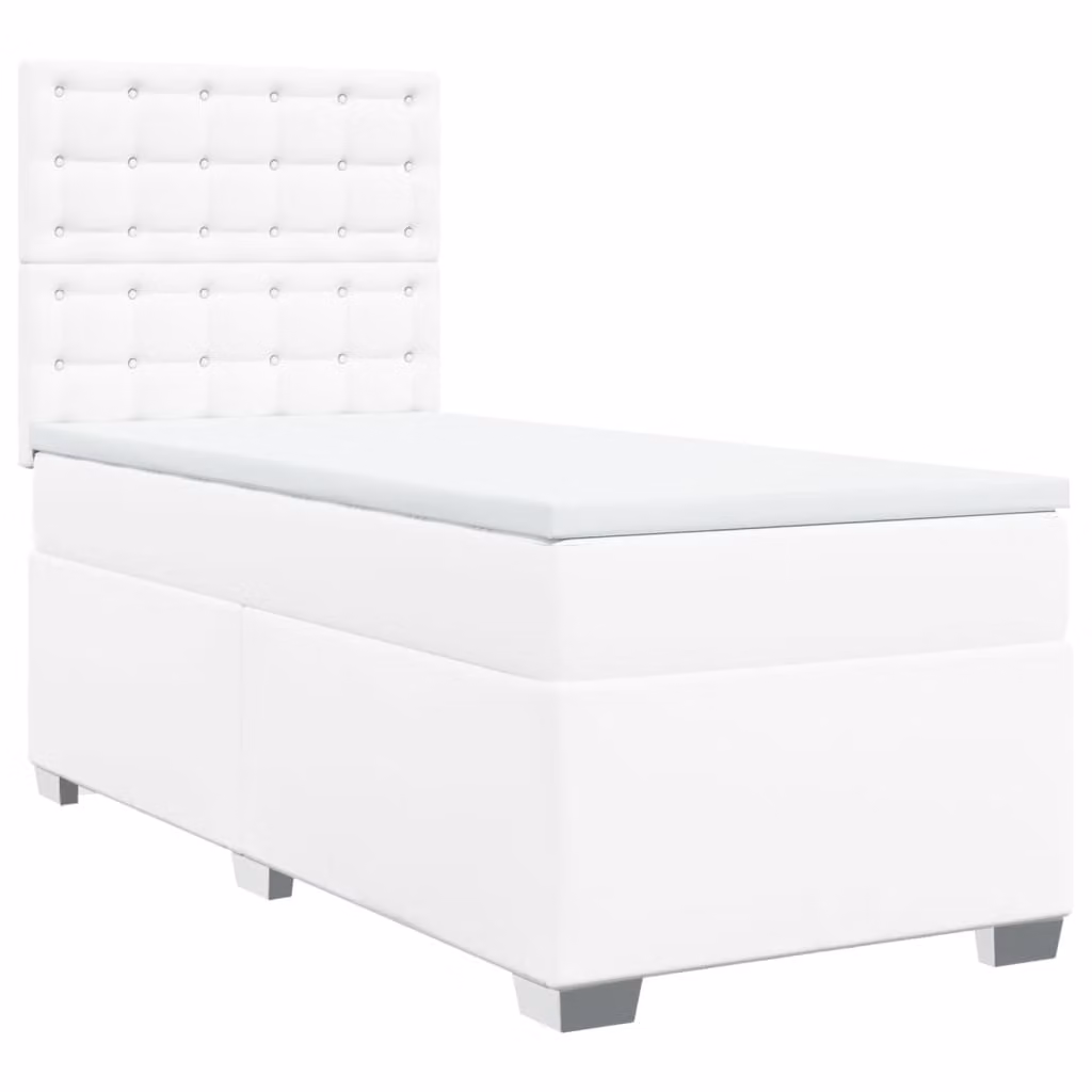 Giroletto a Molle con Materasso Bianco 100x200 cm in Pelle finta