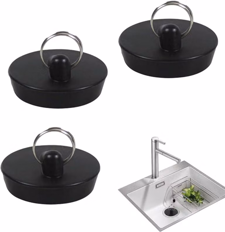 Tappi in gomma per lavandini - Tappi per scarichi di lavandini - Tappi per vasche da bagno - Tappi per lavandini - Tappi per lavandini con gancio - Adatti per la cucina