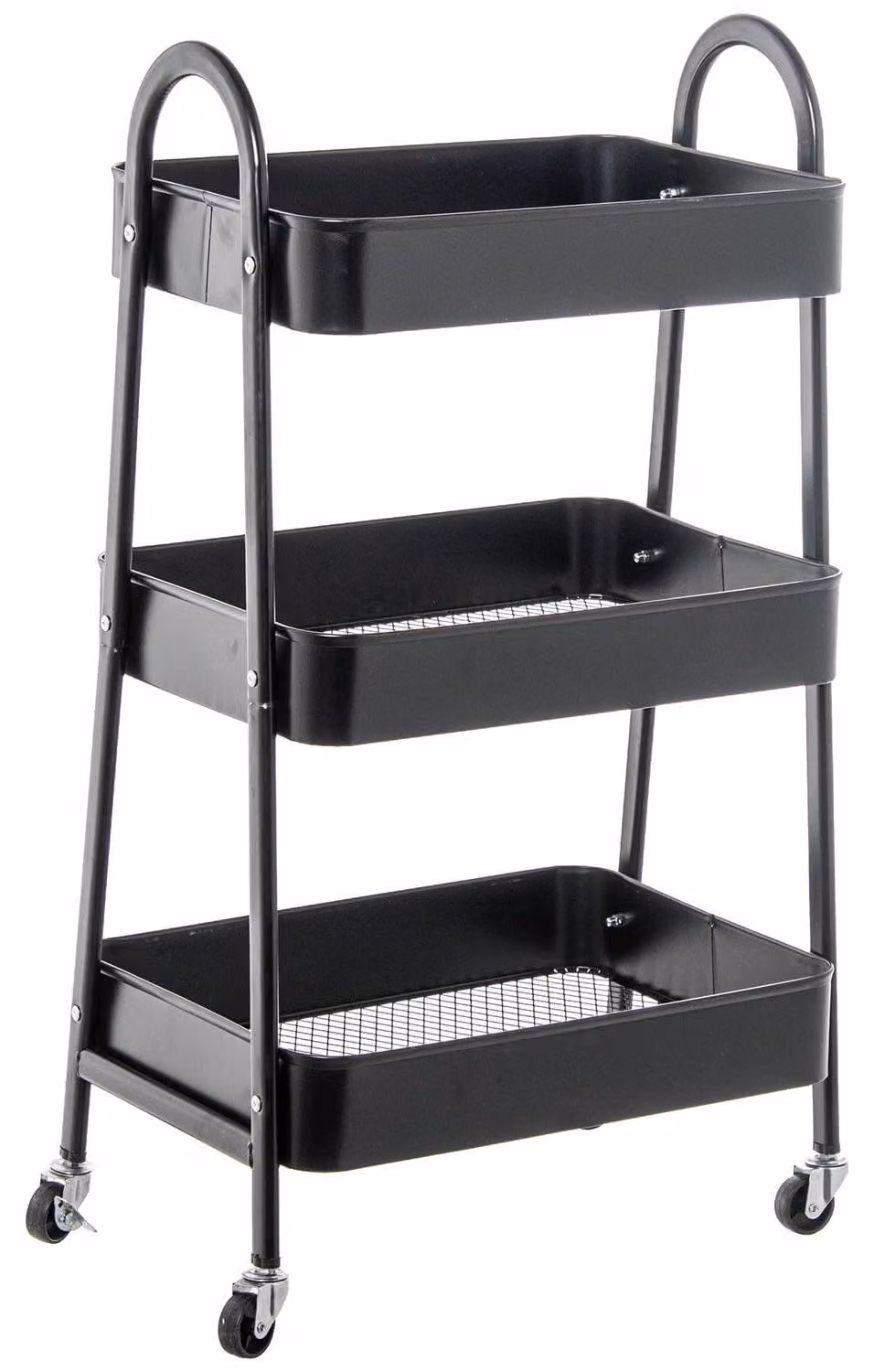 Carrello portaoggetti DRW con 3 ripiani in metallo, colore nero, dimensioni 44 x 31,5 x 79,5 cm