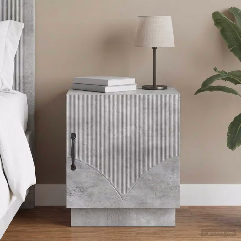 Comodino vidaXL Grigio Cemento in Legno Ingegnerizzato L: 43 cm, P: 34,5 cm, H: 47 cm