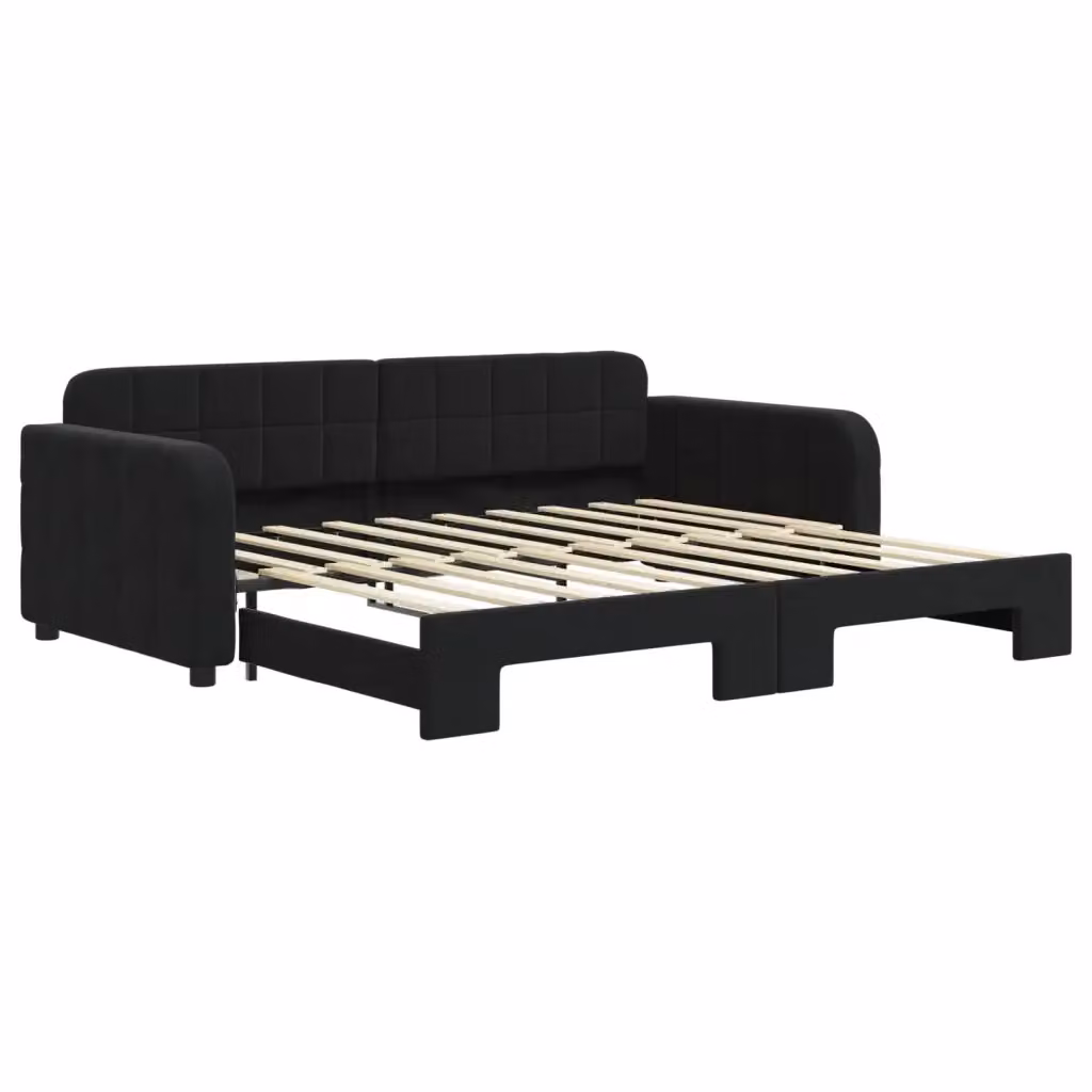 Divano Letto con Letto Estraibile vidaXL in Velluto Nero con Funzione Notte L/P/H: 90 x 190 cm – 2