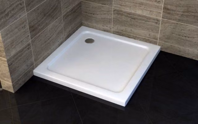 Piatto doccia quadrato ultra slim SMIRNE in acrilico bianco, L: 80 cm x L: 80 cm x H: 5 cm