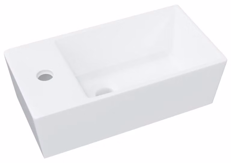 Lavabo rettangolare in Vetroceramica con foro per il rubinetto