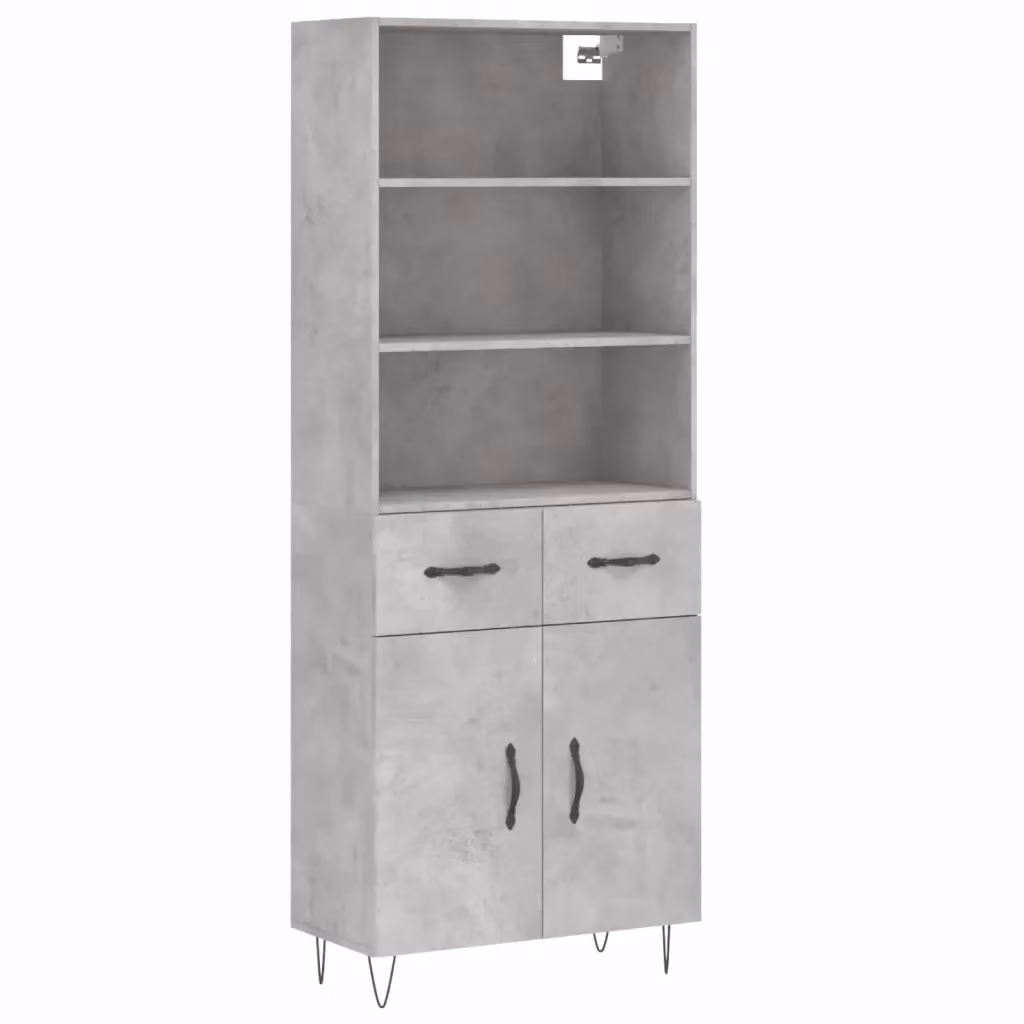 Credenza moderna vidaXL in legno e metallo, colore grigio, L: 69,5 cm, P: 34 cm, H: 180 cm – 2