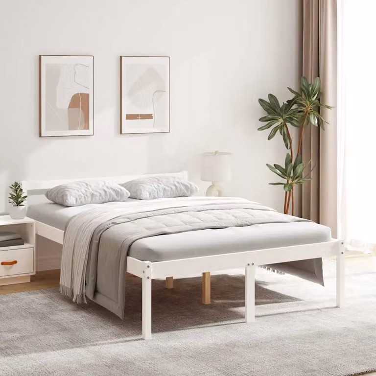 Letto per anziani vidaXL in legno di pino bianco L: 140,5 cm, P: 195,5 cm, H: 70,5 cm