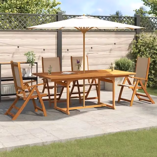 Set Pranzo da Giardino 5pz Legno Massello di Acacia e Textilene 3279316