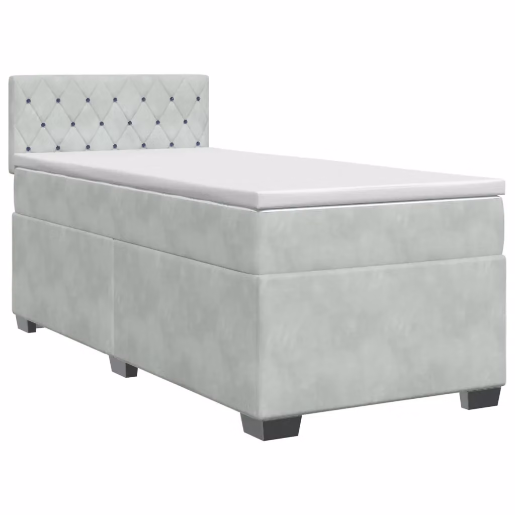 Letto box spring con materasso vidaXL in tessuto grigio chiaro e bianco, base con contenitore a sollevamento, L/P/H: 200 x 80 x 81 cm – 2