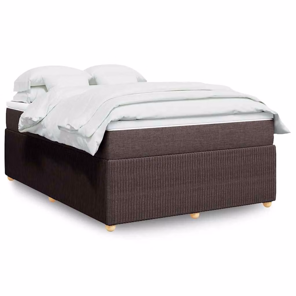 vidaXL Giroletto a Molle con Materasso in Tessuto Marrone e Bianco L/P/H: 140 x 190 cm