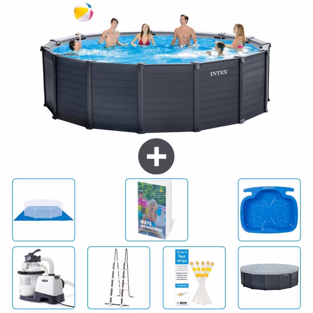 Pannello per piscina in grafite, modello Rund - 478x124 cm - composto da 6 elementi, codice S662