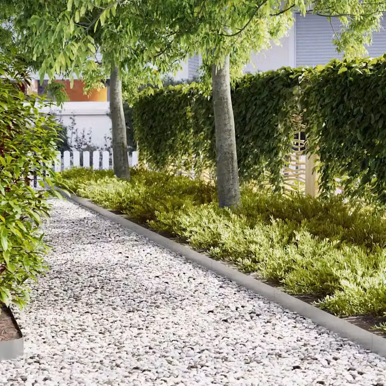 Set di 50 bordure per prato vidaXL in acciaio zincato argento L: 100 cm, H: 20 cm, P: 0,05 cm