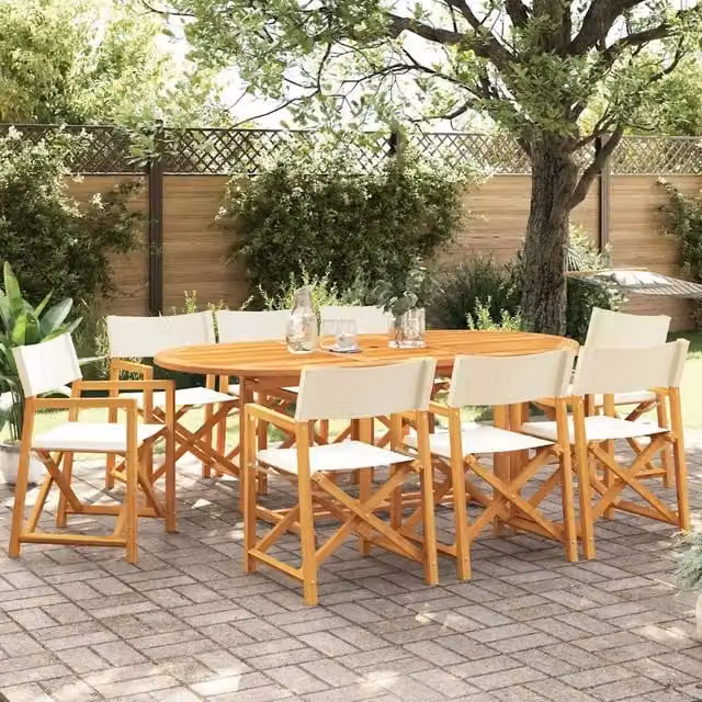 Set di 8 sedie pieghevoli in tessuto bianco crema 3208918