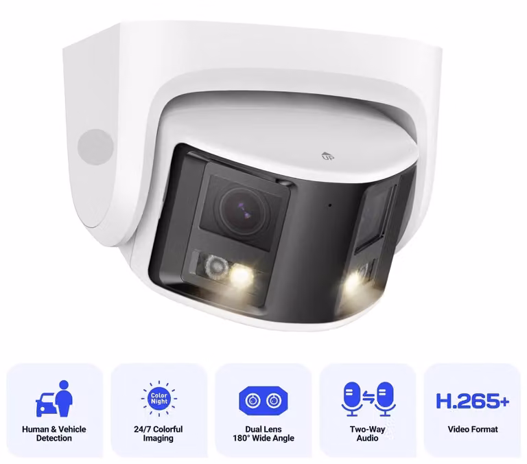 Sistema di telecamere di sicurezza - 8MP - Per esterni - Telecamera di sorveglianza - Telecamera di sicurezza - 4K 180° - PoE