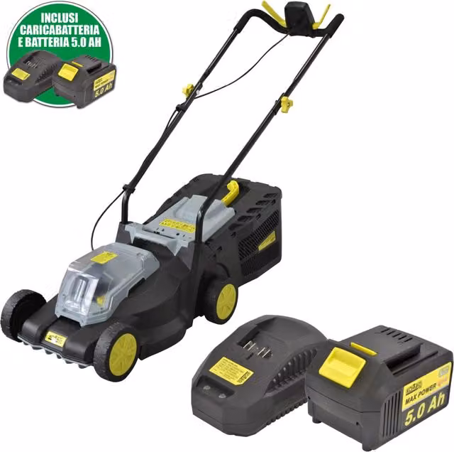 Rasaerba Brushless a Batteria 20 V Taglio 33cm con Caricabatteria e Batteria da 5.0AH inclusa