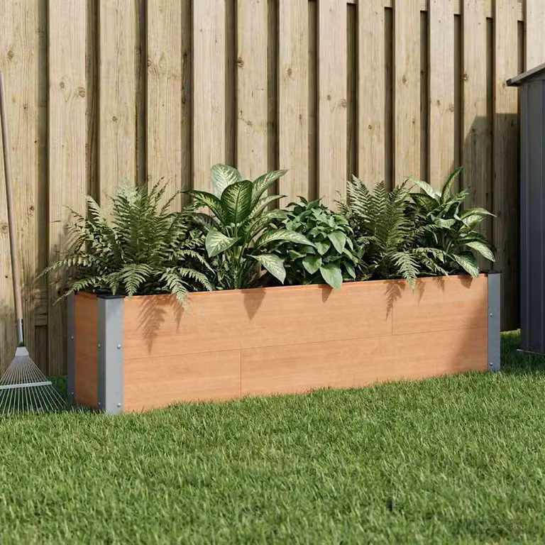 Letto rialzato da giardino vidaXL in WPC e alluminio, Marrone, L: 150 cm, P: 30 cm, H: 36 cm