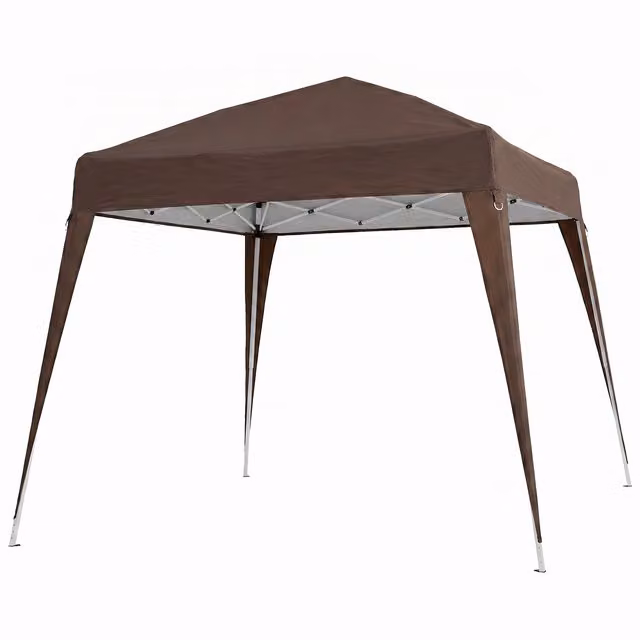 Gazebo pieghevole da giardino Outsunny con struttura in acciaio e corde antivento, colore marrone, 240 x 240 cm