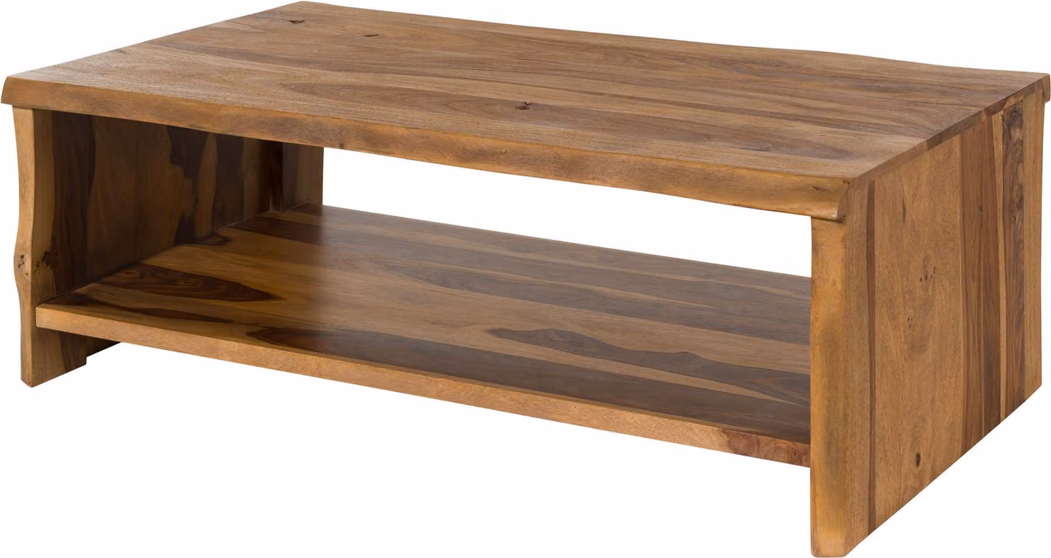 MASSIVMOEBEL24 | Tavolino da salotto in legno di sheesham 118x70x40 laccato naturale / sabbiato PURE SHEESHAM #205