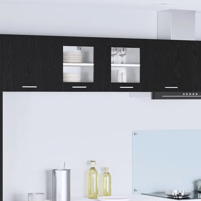 Armadio pensile da cucina vidaXL in rovere nero con ante a battente e ripiani interni L 40 cm x P 31 cm x H 40 cm