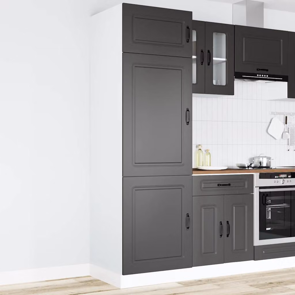 vidaXL Armadio da Cucina Kalmar Moderno Nero Opaco in Legno MDF L/P/H: 57 x 60 x 207 cm – 1