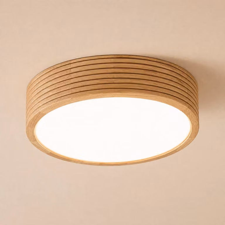 Plafoniera soffitto Oro Lamkur, dimmerabile, Legno chiaro, Soggiorno / Sala da pranzo, Legno, Plafoniera