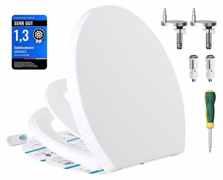 Copriwater ovale - Sedile per WC 2-in-1 con sistema di chiusura ammortizzata e sedile per bambini magnetico - Plastica PP - Bianco