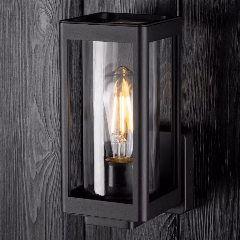 LUMILED Lampada da parete per esterni, lampada da parete, illuminazione esterna, lampada da parete, lampada per corridoio, terrazza, facciata, stile vintage, IP54, nero, alluminio, 230 V, E27, max 13 W