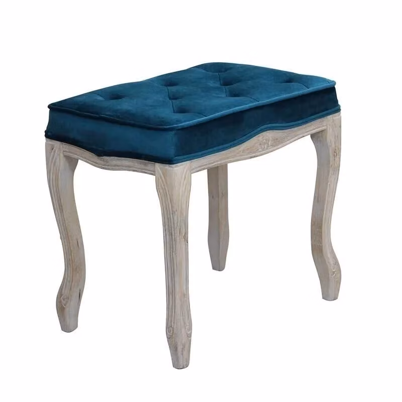 Sgabello Marly Cosma in Velluto Blu con Struttura in Legno Decorativo L/P/H: 50 x 36 x 47 cm – 3