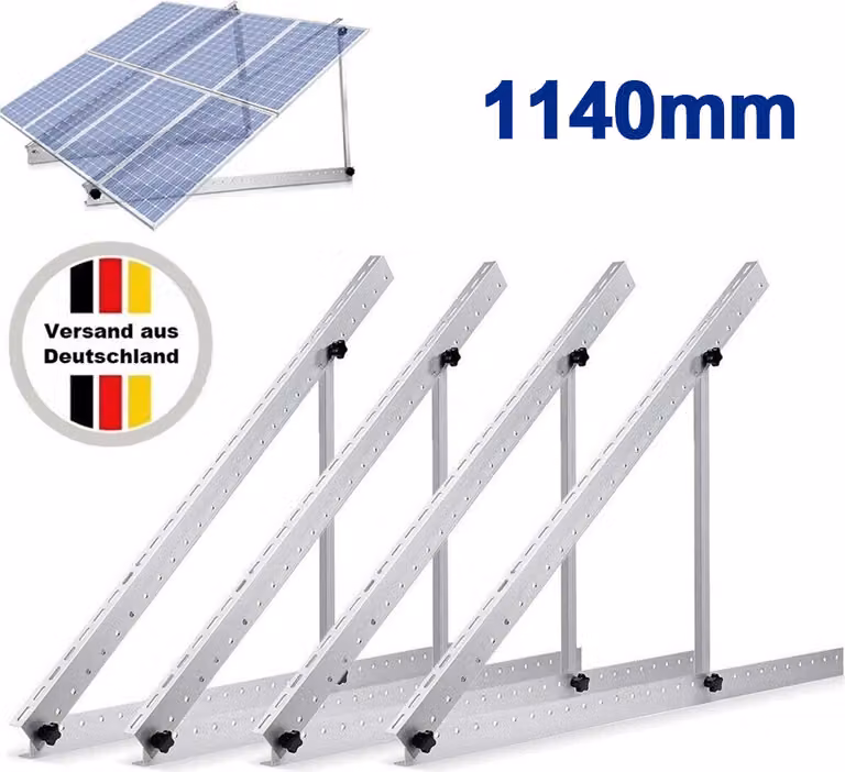 Pannello solare Staffa per moduli solari fino a 114 cm Elevazione fotovoltaica Montaggio fotovoltaico per 2x moduli solari