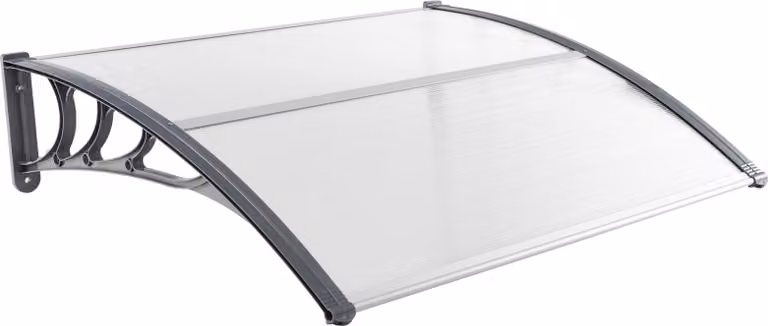 Pensilina COSTWAY per porta d'ingresso 122x99 cm, pensilina in alluminio e policarbonato, pensilina ad arco, pensilina per porta d'ingresso, pensilina per porta