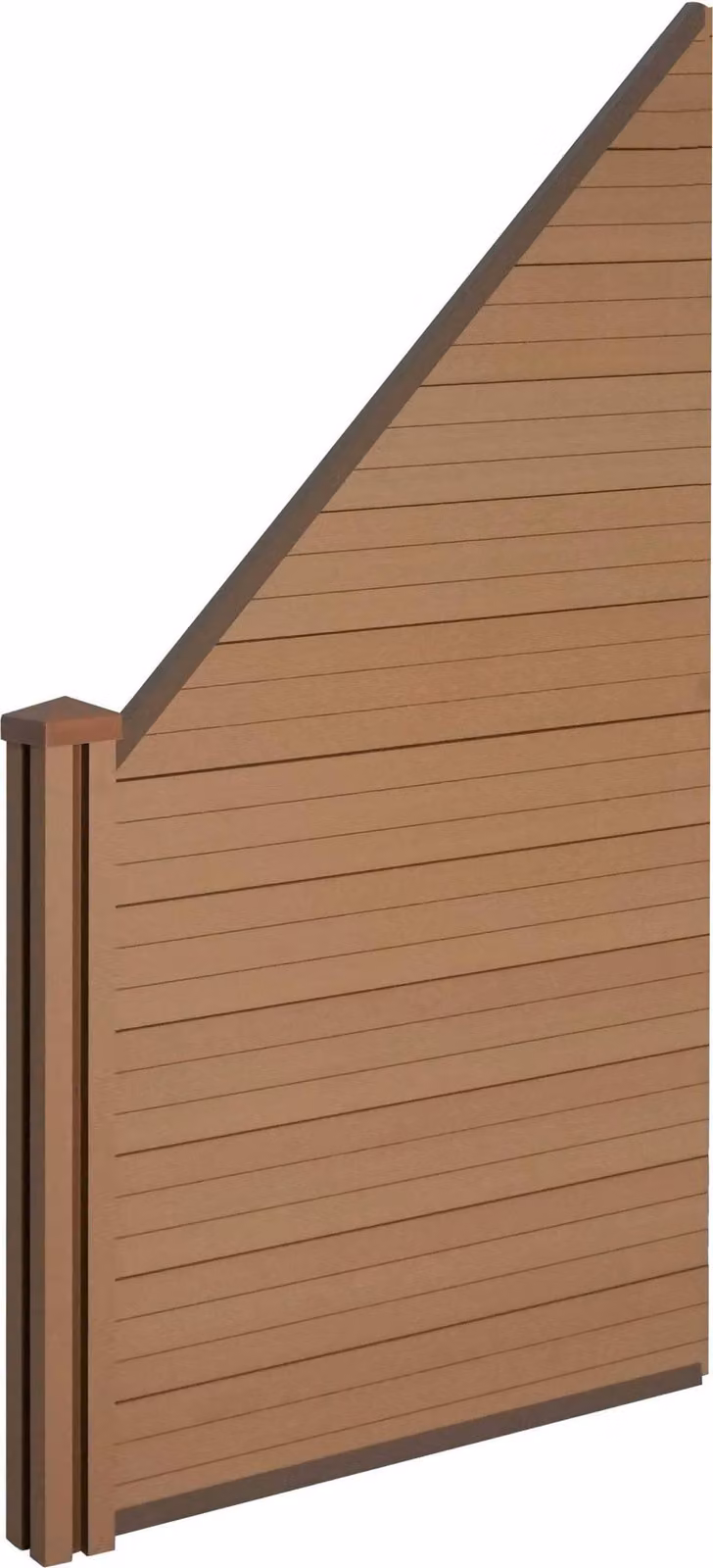 Schermo privacy in WPC Sarthe, recinzione frangivento, palo in WPC ~ elemento di prolungamento in diagonale a sinistra, 0,98 m teak