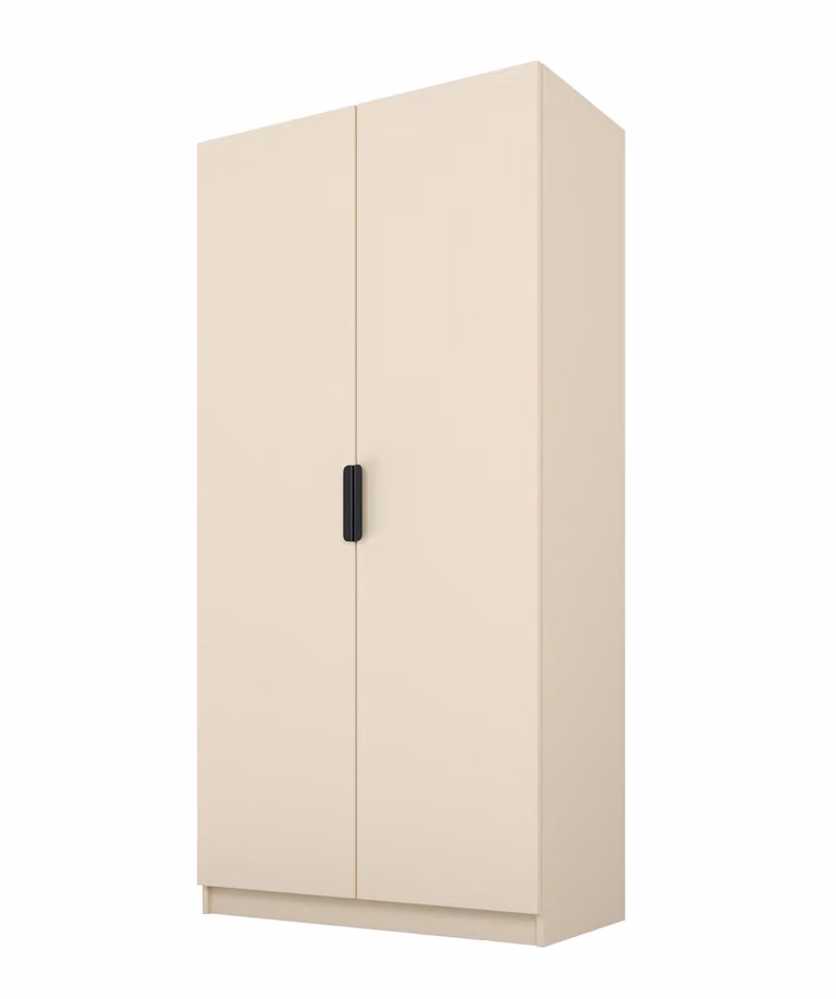 PAWS MOBEL Armadio inclinabile beige 100x52x200 cm, armadio a giorno a due ante senza specchio, con ripiani e appendini