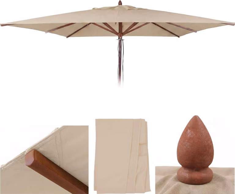 Copertura di ricambio per ombrellone da esterno in legno, modello HWC-C57b, copertura per ombrellone, quadrata, 3x3 metri, in poliestere, colore crema