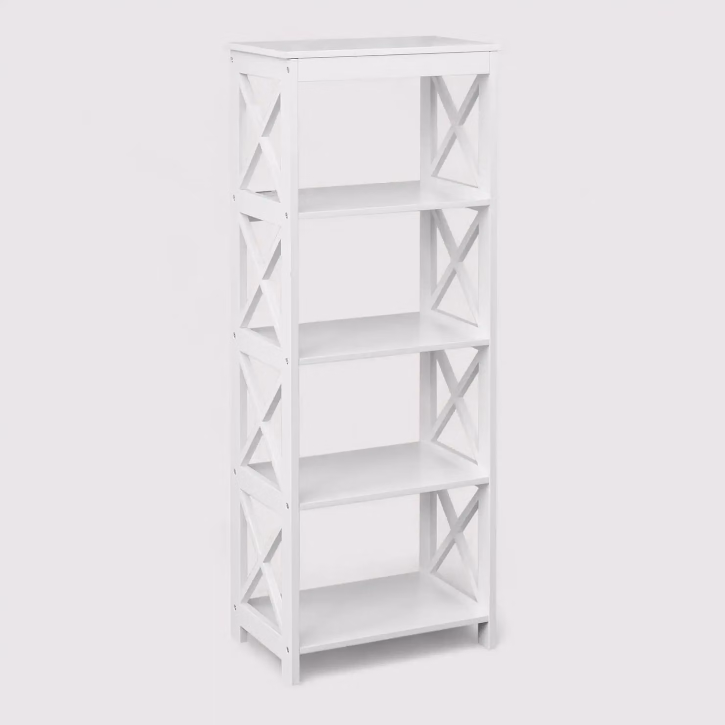 Grevillea - Scaffale bianco con 5 ripiani per bagno o lavanderia