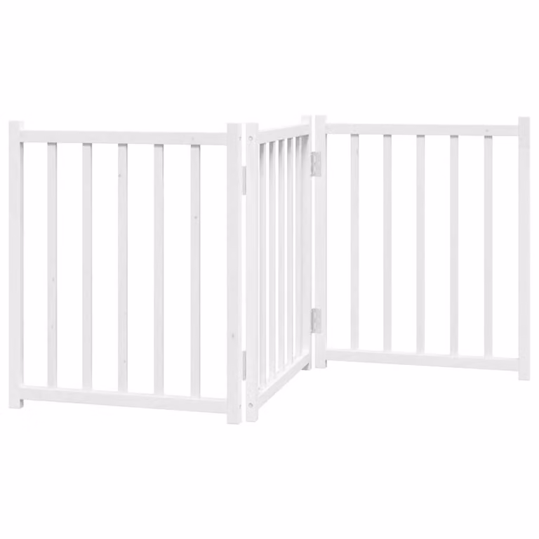 Cancello Cani Pieghevole 3 Pannelli Bianco 150cm Massello Abete
