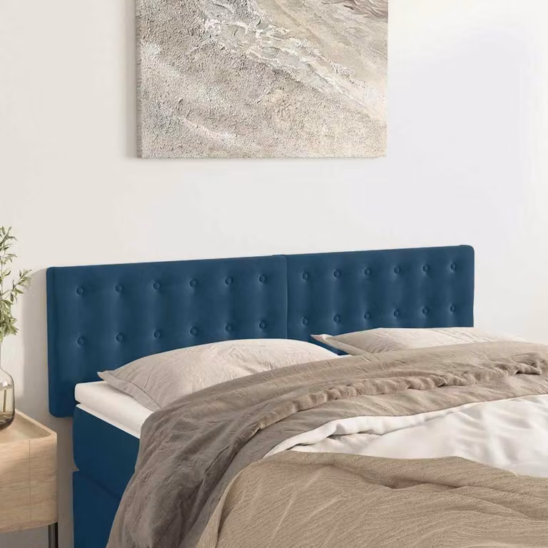 Testiera per letto vidaXL in velluto blu scuro con pannello imbottito L: 144 cm, P: 5 cm, H: 78-88 cm