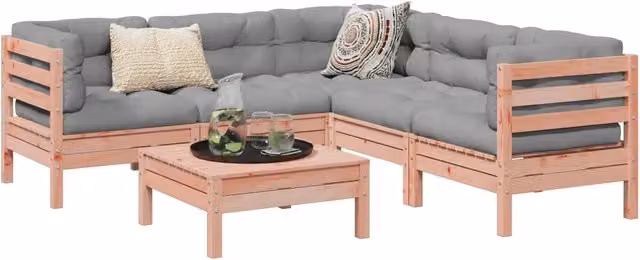 Set Divani Giardino 6 pz Cuscini Legno Massello Abete Douglas 3299450