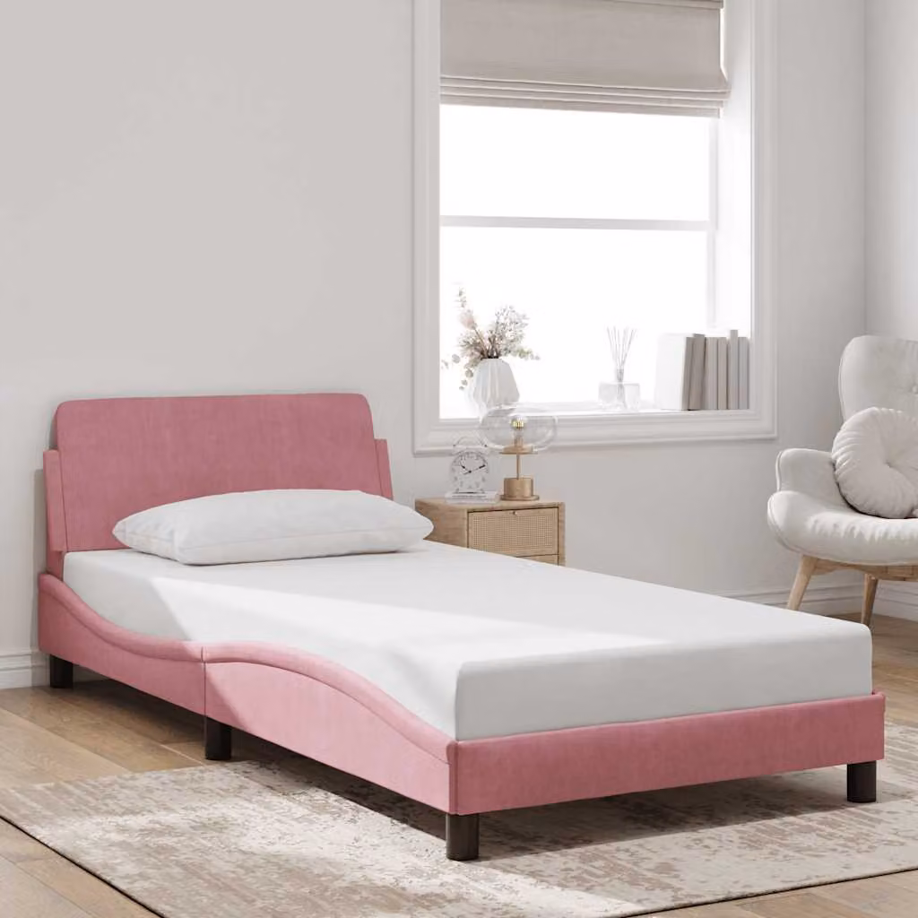 vidaXL Giroletto con Testiera Dover in Velluto Rosa L/P/H: 218 x 100 x 74,5 cm